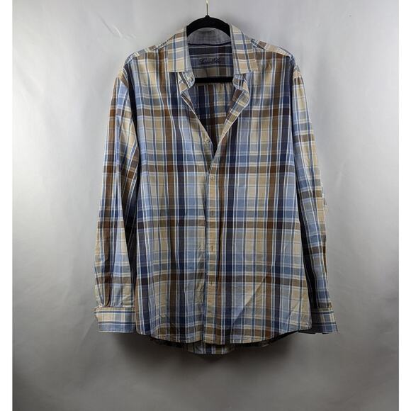 Tasso Elba Mens Button Down Plaid - Picture 1 of 5